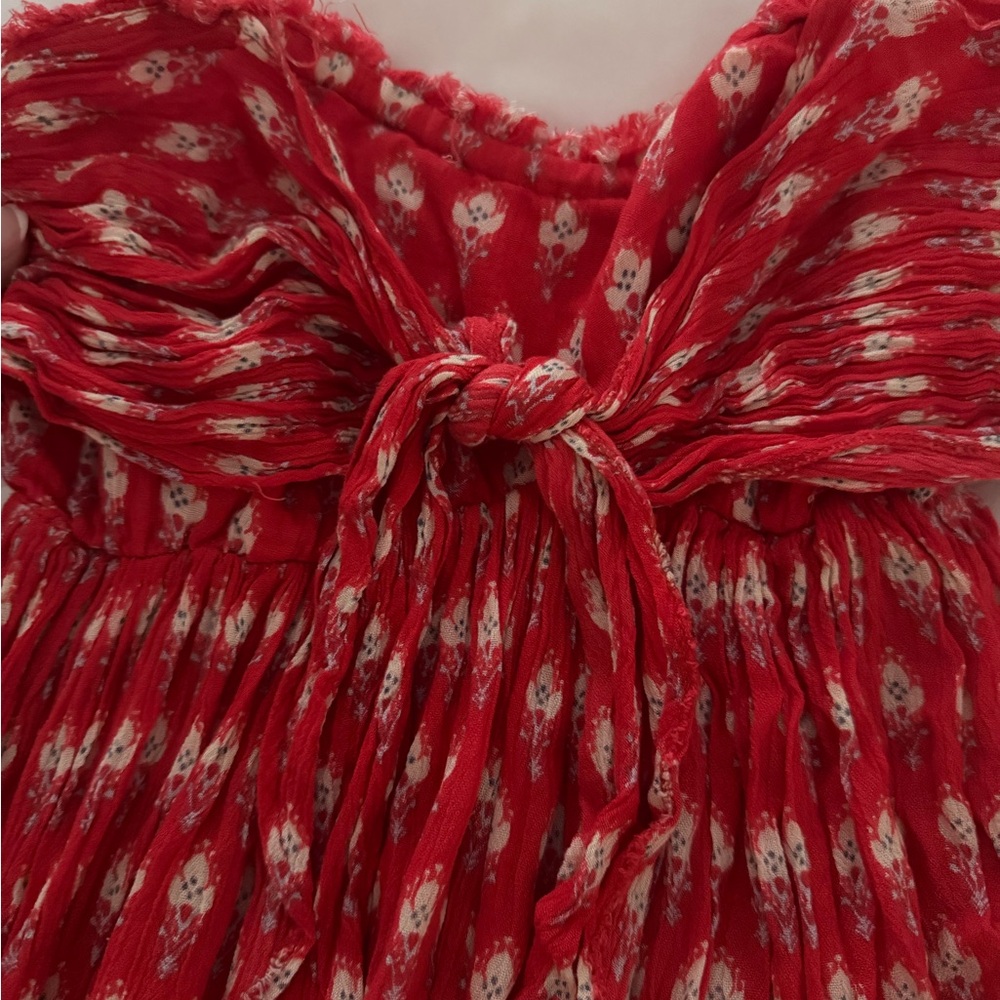 Free People Red Strapless Dress with Bow - Picture 3 of 4